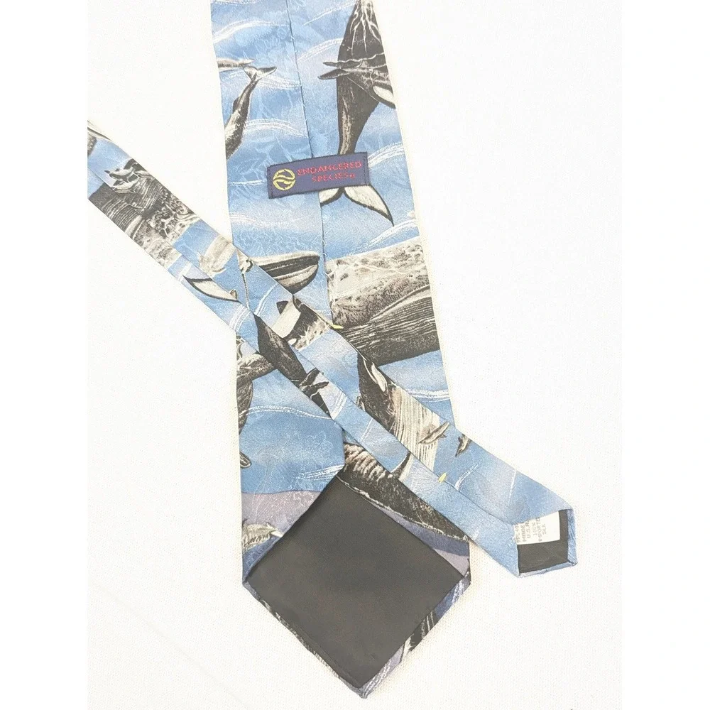 Mens Silk Tie Lot 3 Ocean Marine Life Whale Turtle Reef Addiction WWF Endangered